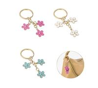 kasnow Blume Design Schlüsselanhänger Clip Auto Schlüssel Anhänger Niedlich Schlüsselanhänger Zubehör Blumen Tasche Charms für Frauen Mädchen, Blau + Rose + Weiß, 3.14''