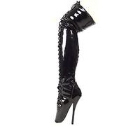 Kassiopeya Lack Ballett Overknee High Heels schwarz (41, Schwarz)