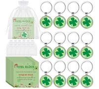 Kasyat 12 Set Glücksbringer inklusive 12 Glücksbringer Schlüsselanhänger 12 Viel Glück Karten und 12 Netzbeutel Glück Geschenk für Kollegen Lehrer Freunde zum Weihnachten Silvester (Viel Glück)