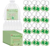 Kasyat 24 Set Glücksbringer inklusive 24 Glücksbringer Schlüsselanhänger 24 Viel Glück Karten und 24 Organzasäckchen Klein Dankeschön Geschenke für Kollegen Lehrer Erzieher zum Weihnachten Silvester