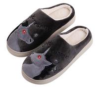 Katara Einhorn Plüsch-Hausschuhe *große Auswahl* Tier-Schlappen für Damen und Herren, EU Größe 38/39, Etikett CN 40/41, Schwarze Nacht