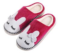 Katara Unisex Flauschige Flache Hausschuh, Kaninchen Berry, 38/39 EU