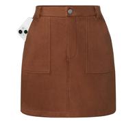 Kate Kasin Damen-Minirock aus Wildlederimitat Herbst/Winter hoch taillierter Bleistiftrock mit Taschen Dunkelbraun L