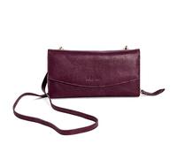 Kate Lee Damen Bordeaux Avec Intérieur Portefeuille Sac À Bandoulière en Cuir NLIYANE Umhängetasche mit Innen Brieftasche Schultertasche Leder Kartenhalter Schultertragegurt Zwei Lederriemen und Kette
