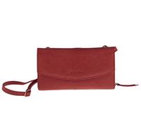 Kate Lee Damen Rouge Corail Avec Intérieur Portefeuille Sac À Bandoulière En Cuir NLIYANE Innenraum Geldbörse Schultertasche Kartenhalter Umhängetasche Zwei Schulterriemen aus Leder und Kette