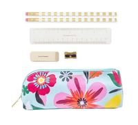 kate spade new york Federmäppchen mit Zubehör für Erwachsene, Reißverschlusstasche enthält 2 Bleistifte, Spitzer, Radiergummi und Lineal (Safari Floral)