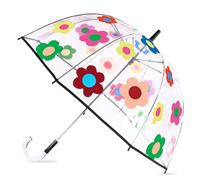 kate spade new york Transparenter Regenschirm für Regen, großer Blasenschirm für Erwachsene mit Blumendesign, Gingham-Garten