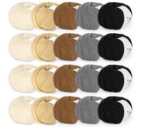 Katech 20 Knäuel Baumwollgarn zum Häkeln, 55 % Baumwolle, 45 % Acryl, 4 mittlere (Kammgarn), superweiches Milch-Baumwollgarn, tolles Häkel- und Strick-Starter-Set für buntes Basteln (Farbe D)