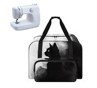 Kathyboom Nähmaschinen-Tragetasche mit Aufbewahrungstasche, schwarze Katze, Universal-Tragetasche mit Bodenpolster, kompatibel mit den meisten Standard-Singern, Brothern