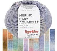Katia Babywolle Merino Baby Aquarelle | Wolle mit Farbverlauf | sehr weich und pflegeleicht | Easy Care Waschmaschine + Trockner geeignet | 50g (358)