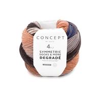 Katia Concept Symmetric Socks & More Degrade 4ply, zwei gleiche Socken stricken, Sockengarn 100 g 400 m Sockenwolle mit Farbverlauf, Strumpfwolle mit Merinowolle (84)