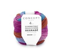 Katia Concept Symmetric Socks & More Degrade 4ply, zwei gleiche Socken stricken, Sockengarn 100 g 400 m Sockenwolle mit Farbverlauf, Strumpfwolle mit Merinowolle (83)