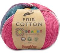 Katia Fair Cotton Granny Knäuel 150 Gramm 465 Meter (Lila-Orange-Grün-Fucsia (307))