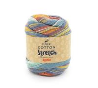 Katia Fair Cotton Stretch 100g 102 - Koralle-Gelb-Petrol