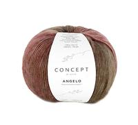 Katia Wolle Concept Angelo, Strickgarn Häkelwolle mit Farbverlauf, 100g, 67% Wolle 33% Polyamid (202 braun rot beige)