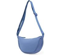 Katleay Damen Halbmond Crossbody Schultertasche, Canvas Crossbody Bag, Hobo Crossbody Bag, Einfarbige Tragbare Halbmond Tasche, Umhängetasche mit Verstellbarer Schultergurt, für Büro, Schule (Blau)