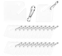 Katnetoly 100 Stück Schlüsselanhänger, mit Karabinerhaken Aus Metall, Weiße Schlüsselanhänger, Leere Quadratische Schlüsselanhänger