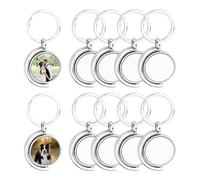 Katnetoly 10er-Pack Um 360° Drehbare Sublimations-Schlüsselanhänger-Rohlinge Aus Metall, Doppelseitige Sublimations-Rohlinge zum Selbermachen, Schlüsselanhänger, Halbkreis