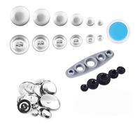 Katnetoly 120-Teiliges Knopfabdeckungs-Set in 6 Größen, mit Stoff Überzogene DIY-Knöpfe mit 2 Installationswerkzeugen für Heimwerker