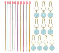 Katnetoly 20-Teiliges Tunesisches Häkelnadel-Set, 14 Lange Häkelnadeln Aus Metall, Mehrfarbige Afghanische Häkelnadeln mit Zahlenmarkierung