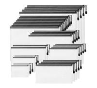 Katnetoly 30-Teiliges Mesh-Reißverschlusstasche, Transparenter Reißverschluss, Spielzeug-Aufbewahrungstasche in Schwarz &, PVC, für Schulbedarf, Klassenzimmer, Bürogerät