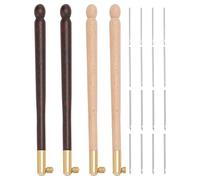 Katnetoly 4-Teiliges Tambournadel-Set mit 12 Nadeln, Stickhäkelnadeln, Holzgriff, Paillettenperlen-Nadelset