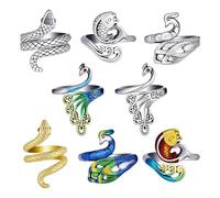 Katnetoly 8-Teiliges Set Aus Verstellbaren Gestrickten Häkelringen, Fingerführungsgarn-Spannungsringen, Häkelringen für Fingerstrickringe, Einfache Installation und Einfache Verwendung