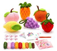 Katnetoly Komplette Häkelsets für Anfänger, DIY 6-Teiliges Obst-Häkelset mit Strickmarkern, Einfaches Garnknäuel, Anleitung, Langlebig, Einfache Installation