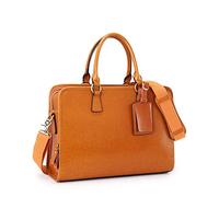 Kattee Aktentasche aus echtem Leder für Frauen, Laptoptasche mit großer Kapazität mit Gepäckanhänger, Braun, Large, braun, Large