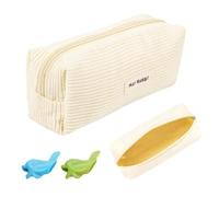 Katyjun Mäppchen Aesthetic, Cord-Stoff Federmäppchen Aesthetic, Weiß Pencil Case Mit 2 Stücke Stifthalter