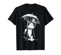Katze hält Regenschirm Zeichnung Tier Grafik Illustration Katze T-Shirt