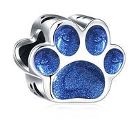 Katze/Hund Pfote Druck Charms passen Pandora Weihnachten Armband, 925 Sterling Silber Blau Emaille Dog Paw Print Perlen, Geschenk für Schwester/beste Mutter/Freunde/Pet Lover/Hochzeitstag
