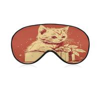 Katze liegend auf der Box Augenmaske, Seitenschlafmaske, leichte Augenbinde, Schlafmaske, Nasenpolster und Gummiband für Kinder, Frauen und Männer