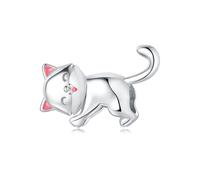 Katze Perlen t Charm, 925 Sterling Silber Charm Armband Zubehör, kompatibel mit Pandora Armband Halskette, Geschenk für Frauen