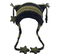 Katzen-Beanie Beanies Y2k-Beanie Strickmütze Grunge Goth Y2k-Accessoires Gehäkelte Mützen für Frauen, M