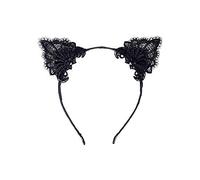 Katzen Haarreifen Diadem Katzenohren Spitze Schwarz Weiß Diva Tiara Haarschmuck Catwoman Farbe schwarz