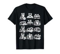 Katzen lesen Bücher Floral Cat Lover Bookworm Bibliophile T-Shirt