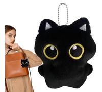 Katzen-Plüsch-Schlüsselanhänger - schwarzes Stofftier, kleine weiche Puppe, Rucksack, Taschenanhänger, süßes Kätzchen-Spielzeug, Partygeschenk, Raumdekoration, Zubehör, tragbarer Clip zum Aufhängen