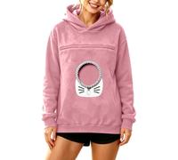 Katzen Pullover mit Hundetasche Roter Pullover Damen Pullover Elegant | Bekleidung Damen Sweat Jacke Elegant Pulli Bekleidung Katzenpullover mit Beutel Weste mit Kapuze Halloween Pullover