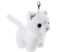 Katzen Schlüsselanhänger Plüsch Weiß 11 cm mit Plastikaugen
