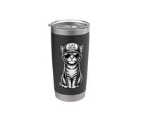Katzenmama Katze mit Sonnenbrille Trucker Cap Retro Katzen Doppelwandiger Edelstahl-Thermobecher