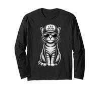 Katzenmama Katze mit Sonnenbrille Trucker Cap Retro Katzen Langarmshirt