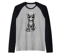 Katzenmama Katze mit Sonnenbrille Trucker Cap Retro Katzen Raglan