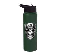 Katzenmama Katze mit Sonnenbrille Trucker Cap Retro Katzen Stainless Steel Insulated Water Bottle