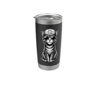 Katzenpapa Katze Mit Sonnenbrille Trucker Cap Retro Katzen Doppelwandiger Edelstahl-Thermobecher