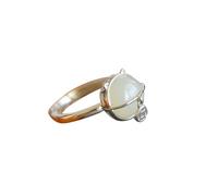 Katzenring aus S925-Silber mit natürlicher weißer Hetian-Jade (verstellbare Öffnung) für Damen, echt