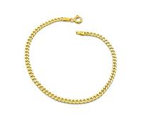 Kauf-mich-weg Damen-Armband Panzerarmband 925 Sterling Silber vergoldet 3mm breit Länge wählbar 16 16,5 17 17,5 18 18,5 19 19,5 20 21 22 cm Panzerkette Gold Armkette (22)