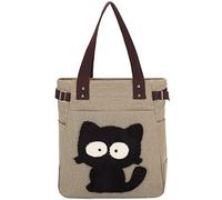 KAUKKO Handtasche mit Katzenmotiv, Khaki-4, Taille unique, Retro