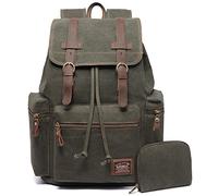 KAUKKO Vintage Canvas Rucksack Herren Damen Retro Elegant Rucksack Outdoor Reisen Wandern Große Kapazität 05-Grün One Size Daypack Rucksack, 05-Grün, Taille unique, Daypack Rucksack