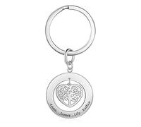 kaululu Baum des Lebens Schlüsselanhänger mit Namen Gravur Edelstahl Schlüsselanhänger Personalisiert für Damen Herren Freunde Familie Partner Geschenke Personalisierte Geschenke